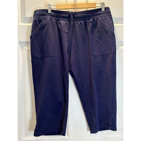 St. John’s Bay Women's Navy Blue French Terry Pull On Capri Pants, Size PXL - Picture 1 of 3